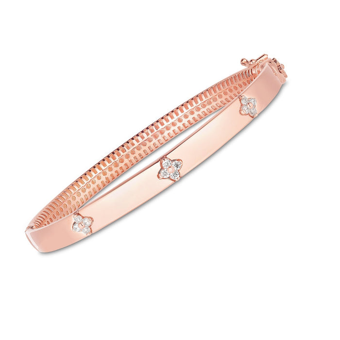 14k Rose Gold Trilogy Diamond Bangle by Avera Group