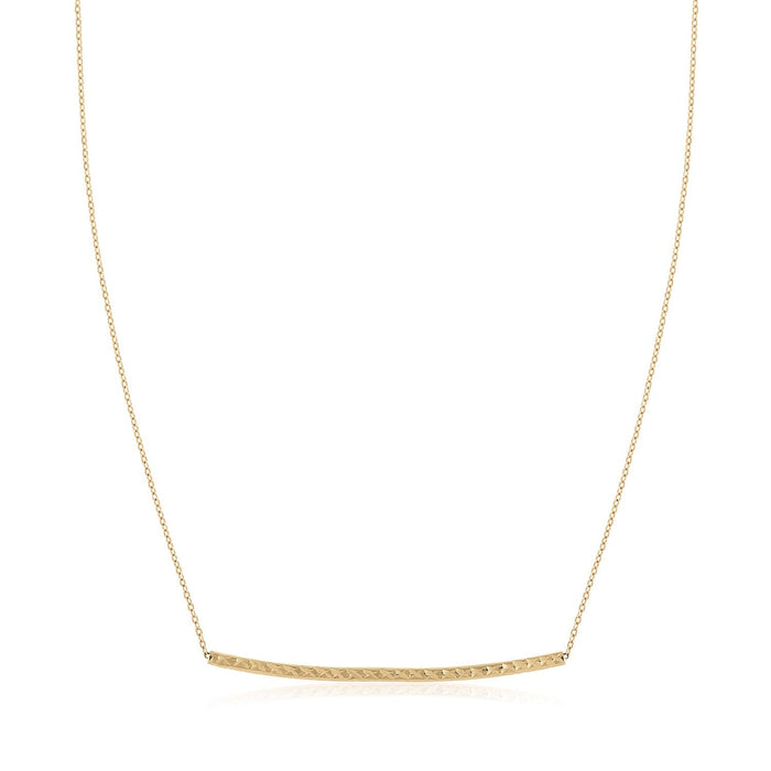 14k Yellow Gold Thin Textured Bar Necklace by Avera Group
