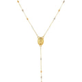 14k Tri Color Gold Lariat Rosary Necklace by Avera Group