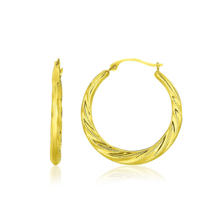 10k Yellow Gold Graduated Twisted Hoop Earrings by Avera Group