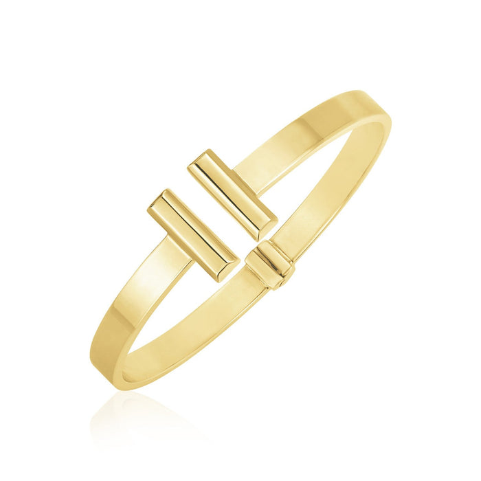 14k Yellow Gold High Polish Bar Cuff Bangle (6mm) by Avera Group
