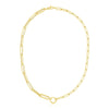 14k Yellow Gold High Polish Elongated Paperclip Chain Circle Necklace