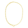 14k Yellow Gold High Polish Elongated Paperclip Chain Circle Necklace by Avera Group