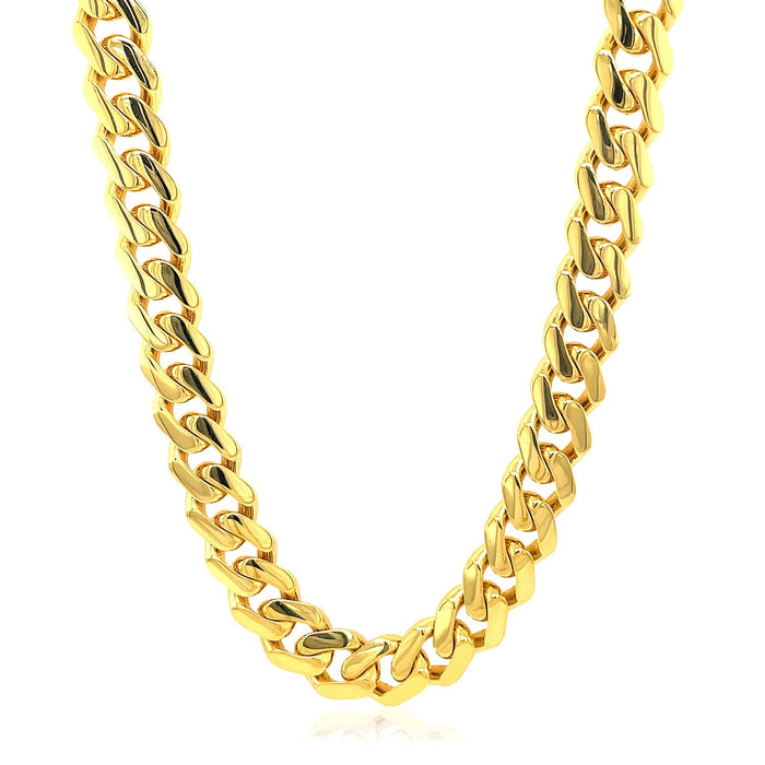 14k Yellow Gold Polished Miami Cuban Chain Necklace by Avera Group