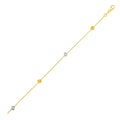 14k Two Tone Gold Bracelet with Polished Cubes by Bids.com