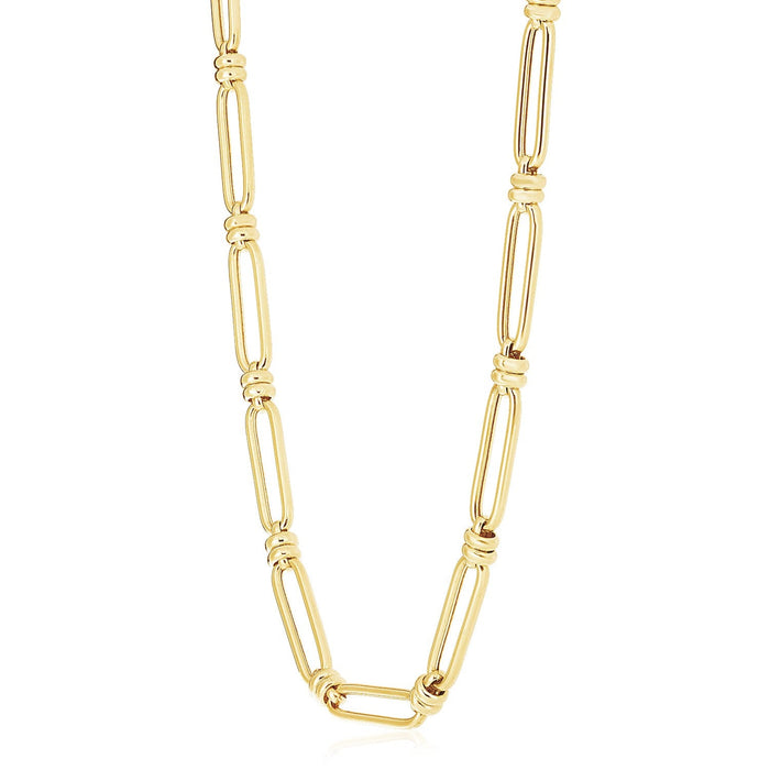 14k Yellow Gold High Polish Elongated Paperclip Jax Link Necklace by Avera Group