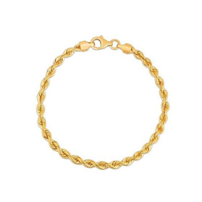 Silk Rope Chain Bracelet in 14k Yellow Gold (3.7 mm) by Avera Group