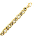 14k Yellow Gold Curb Chain Design with Diamond Cuts Bracelet by Avera Group