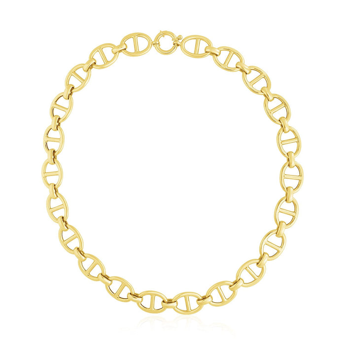 14k Yellow Gold High Polish Oval Mariner Link Necklace (13.8mm) by Avera Group