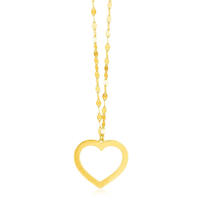 14k Yellow Gold Necklace with Reversible Heart Pendant by Avera Group