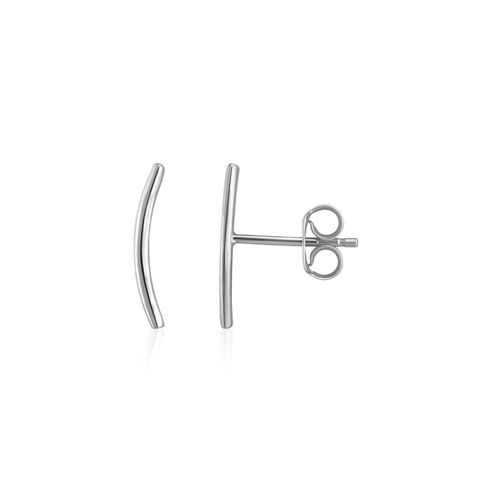 14k White Gold Curve Climber Post Earrings by Avera Group