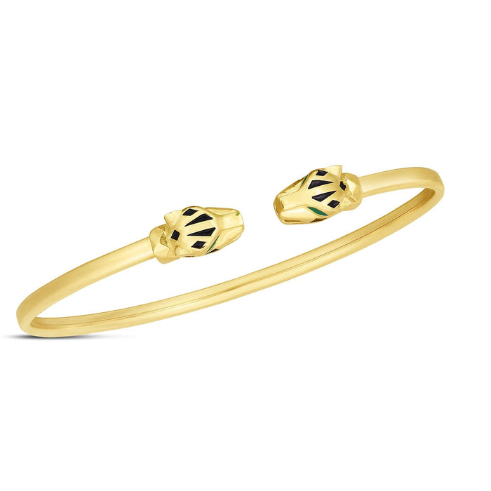 14k Yellow Gold Panther Bangle by Avera Group