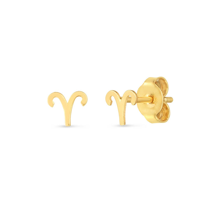 14K Yellow Gold Aries Stud Earrings by Avera Group