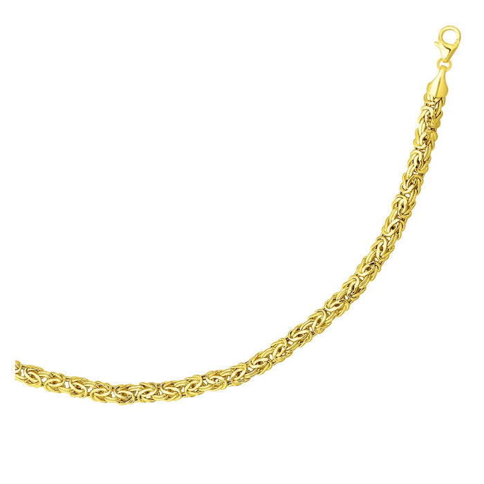 14k Yellow Gold Byzantine Link Shiny Bracelet by Avera Group