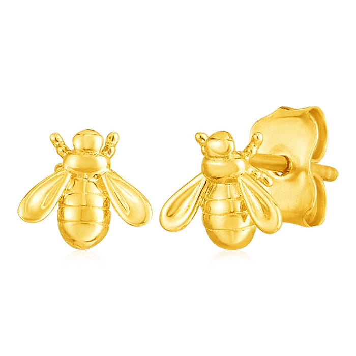 14k Yellow Gold Bee Stud Earrings by Avera Group