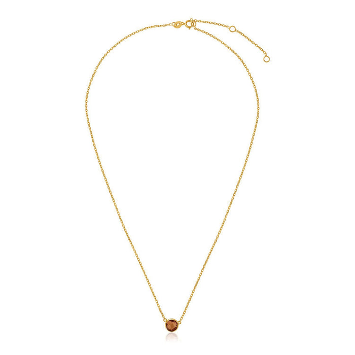 14k Yellow Gold 17 inch Necklace with Round Citrine by Avera Group