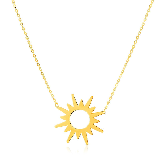 14K Yellow Gold Sunburst Necklace by Avera Group