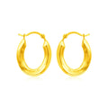 14k Yellow Gold Polished Oval Hoop Earrings by Avera Group