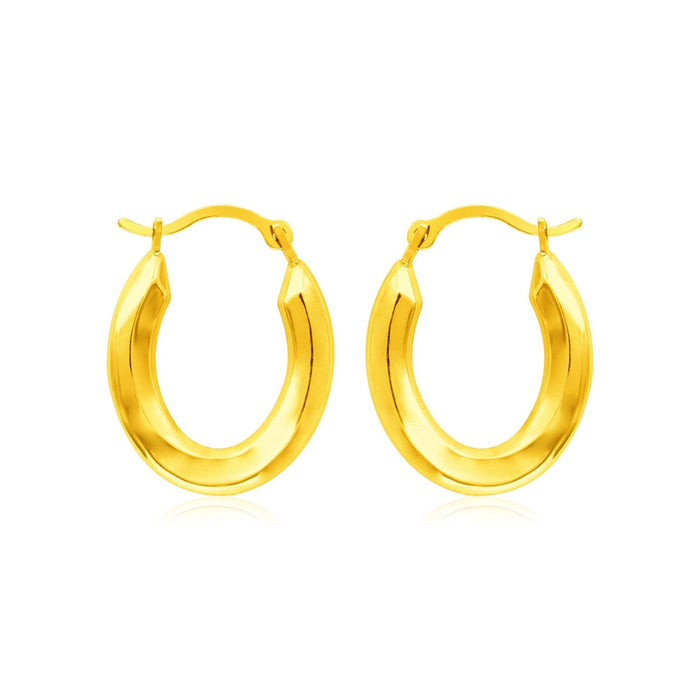 14k Yellow Gold Polished Oval Hoop Earrings by Avera Group