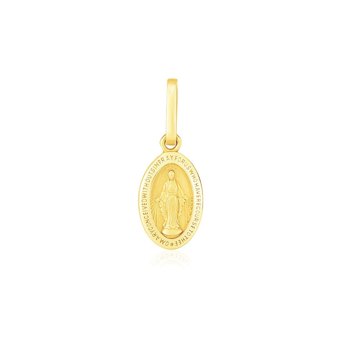 14k Yellow Gold Oval Religious Medal Pendant by Avera Group