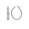 10k White Gold Hammered Oval Hoop Earrings