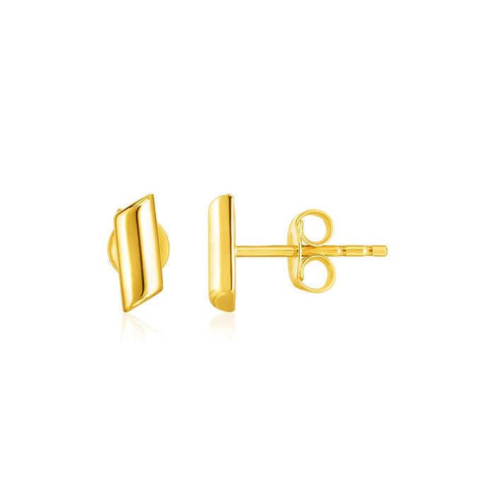 14k Yellow Gold Polished Rectangular Post Earrings by Avera Group