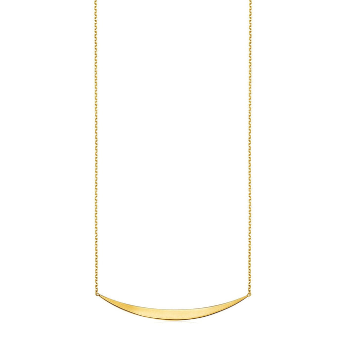 14k Yellow Gold Necklace with Polished Curved Bar Pendant by Avera Group