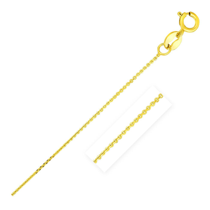 14k Yellow Gold Diamond Cut Cable Link Chain 0.7mm by Avera Group