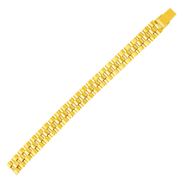 14k Yellow Gold Mens Panther Link Bracelet (9.30 mm) by Avera Group