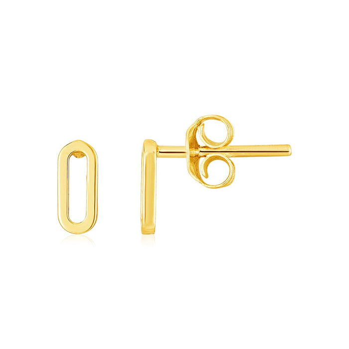14k Yellow Gold Paperclip Link Stud Earrings by Avera Group
