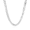 Rhodium Plated 5.6mm Sterling Silver Curb Style Chain by Avera Group
