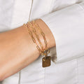 14k Yellow Gold Paperclip Chain Necklace with Rounded Rectangle Pendant by Avera Group