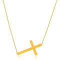 14k Yellow Gold Plain Cross Motif Necklace by Avera Group