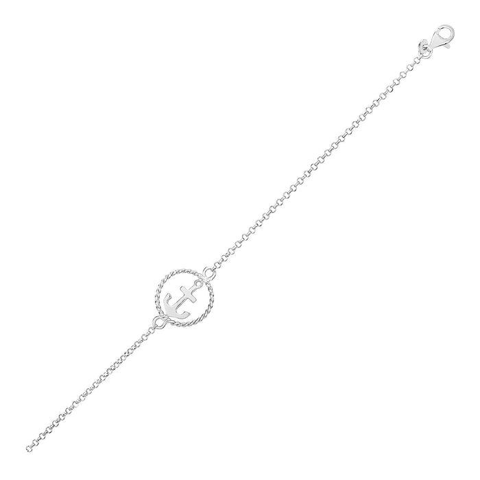 Sterling Silver Bracelet with Anchor by Avera Group