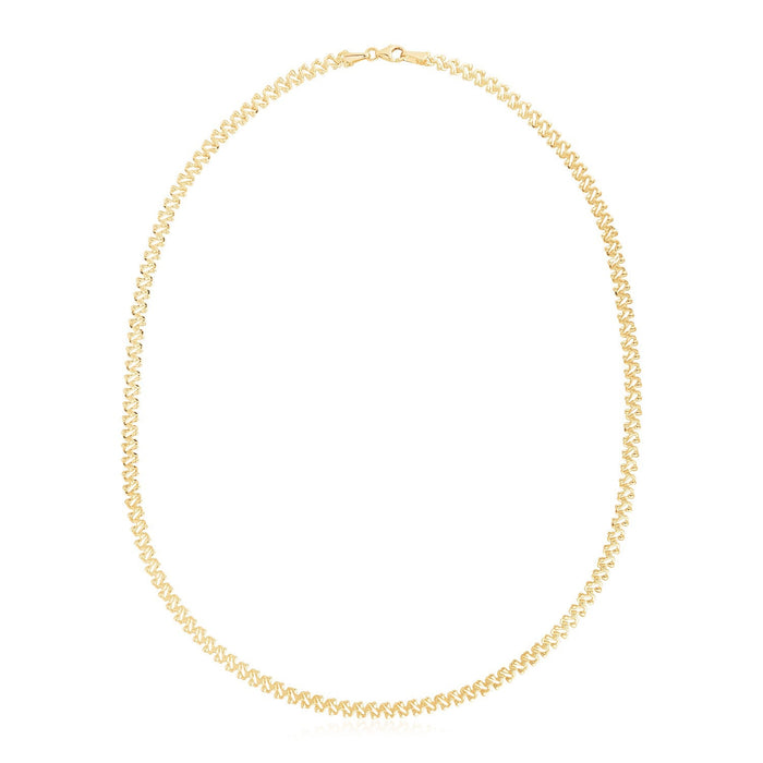 14k Yellow Gold High Polish The Textured Fancy Chain Necklace (4mm) by Avera Group