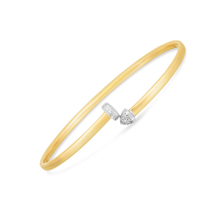 14k Two Tone Gold Diamond Hardware Bangle by Avera Group