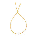 14k Tri-Color Gold Textured Bead Station Lariat Bracelet by Avera Group