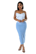 Strapless Denim Jean Midi Dress by The House of Stylez