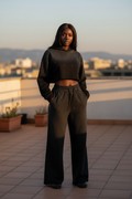 Rhinestone Ombre Cropped Hoodie Set by The House of Stylez