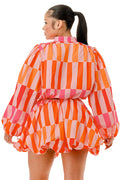 Balloon Long Sleeves Front Zipper Closure Crop Jacket & Mini Bubble Skirt -2 Piece Set by The House of Stylez
