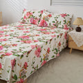 DaDa Bedding Romantic Roses Floral Bed Skirt - Matching Pink & White Ruffled Dust Ruffle for Quilted Coverlet Set - Lightweight & Breathable Polyester Bedskirt by DaDalogy Bedding Collection