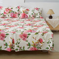 DaDa Bedding Romantic Roses Floral Bed Skirt - Matching Pink & White Ruffled Dust Ruffle for Quilted Coverlet Set - Lightweight & Breathable Polyester Bedskirt by DaDalogy Bedding Collection