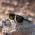 Flyer | Black w/ Green | Wooden Sunglasses by TMBR