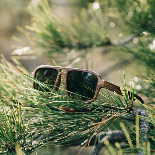 Flyer | Natural w/ Green | Wooden Sunglasses by TMBR