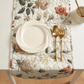 DaDalogy Enchanted Meadow Reversible Dinner Table Runner - Floral Elegance in Beige, Rose, and Soft Olive Green, Premium Soft Microfiber Quilted Table Runner by DaDalogy Bedding Collection