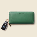 Large Zipper Wallet with Detachable Key Ring - Green by CASUPO