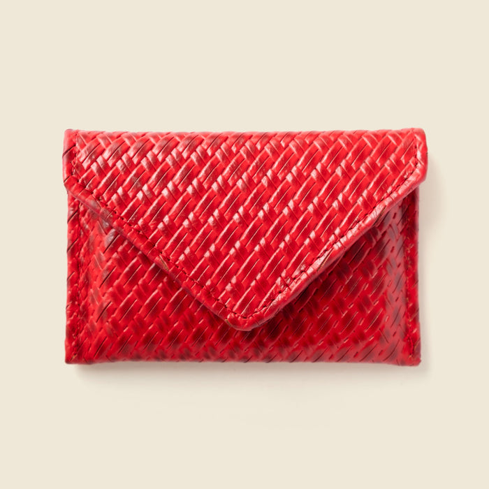 Mini Envelope Wallet With RFID protection - Red Woven by CASUPO
