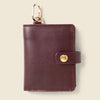 Leather Bifold Wallet with Snap & Key Ring - Burgundy
