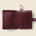 Leather Bifold Wallet with Snap & Key Ring - Burgundy by CASUPO