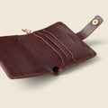 Leather Bifold Wallet with Snap & Key Ring - Burgundy by CASUPO